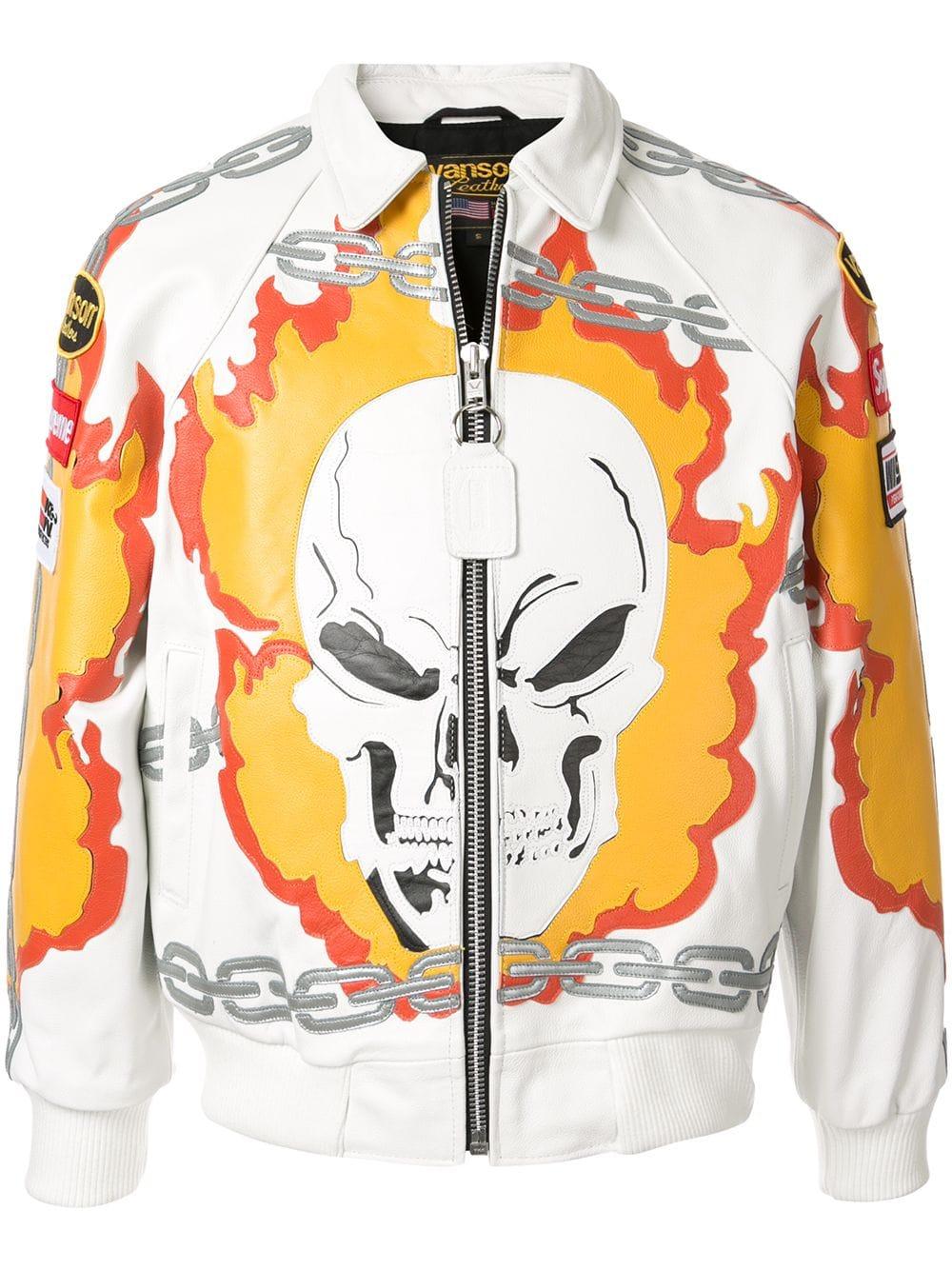 Supreme Vanson Leathers Ghost Rider Ja 'ss 19' in White for Men - Lyst