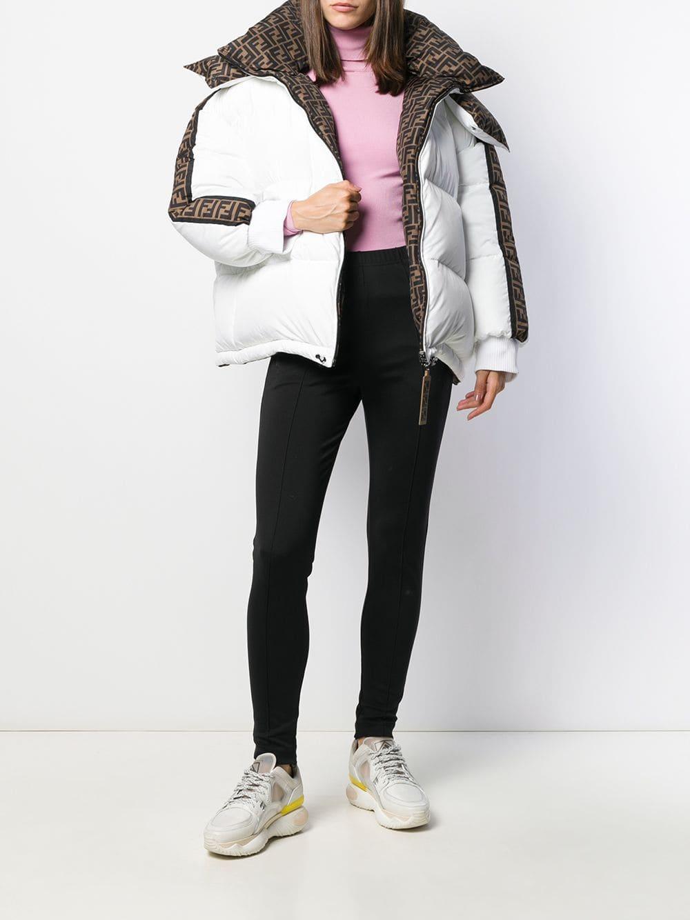 Fendi Synthetic Zucca Puffer Jacket in White | Lyst