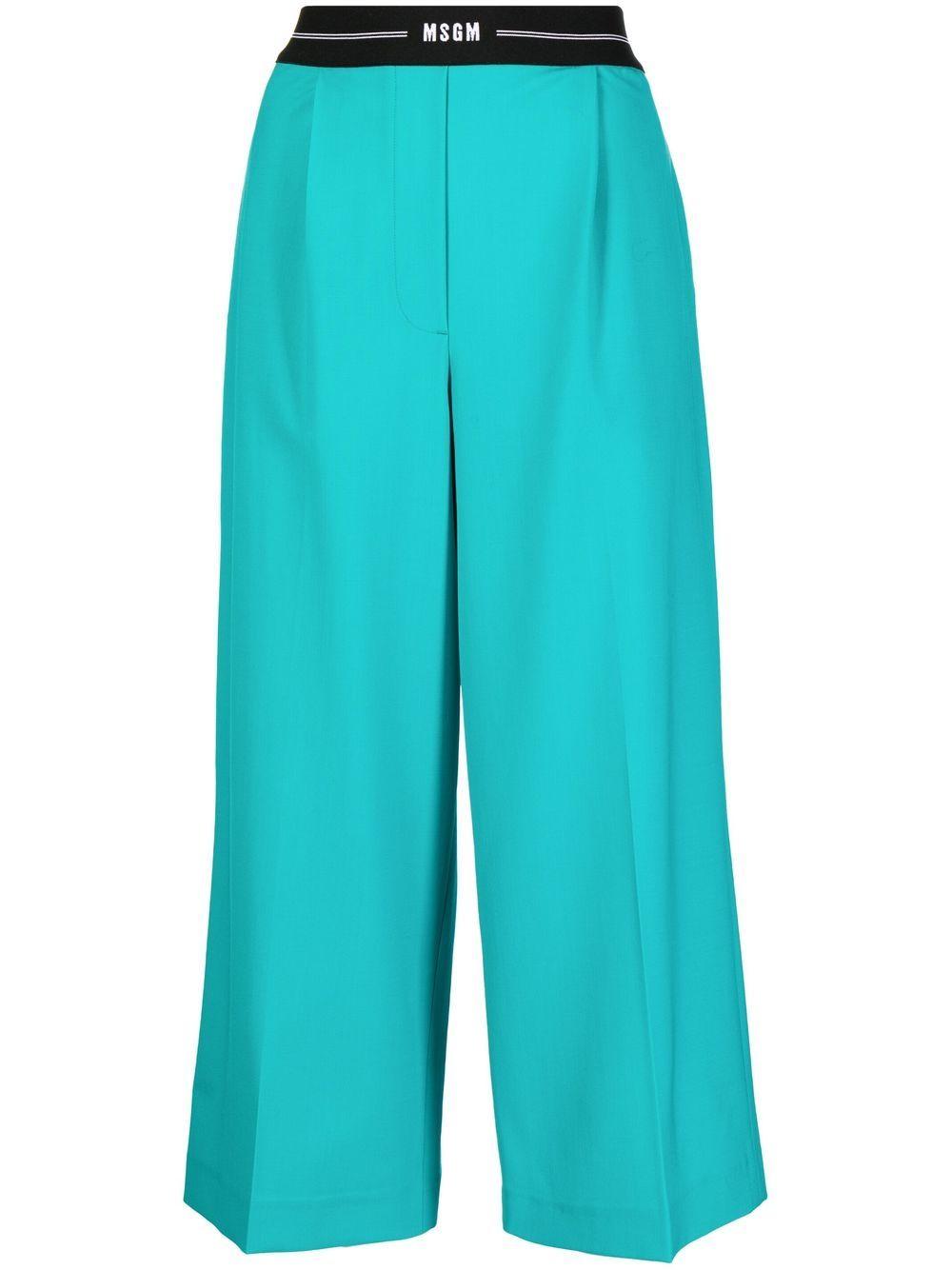 MSGM Low rise Cropped Trousers In Blue Lyst msgm-low-rise-cropped-trousers-in-blue-lyst