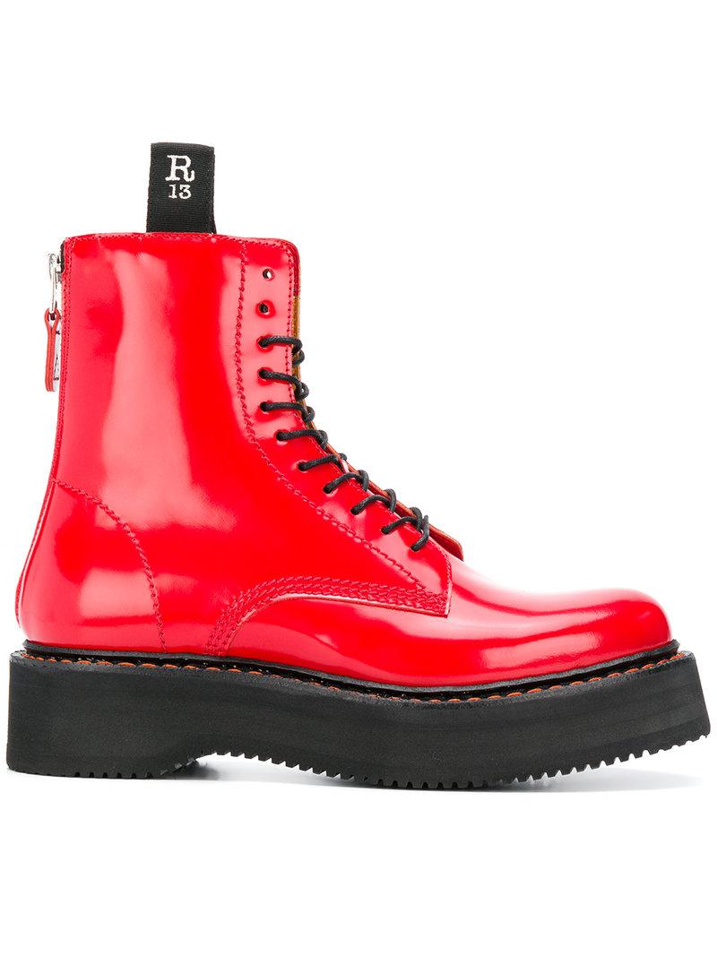 red platform ankle booties