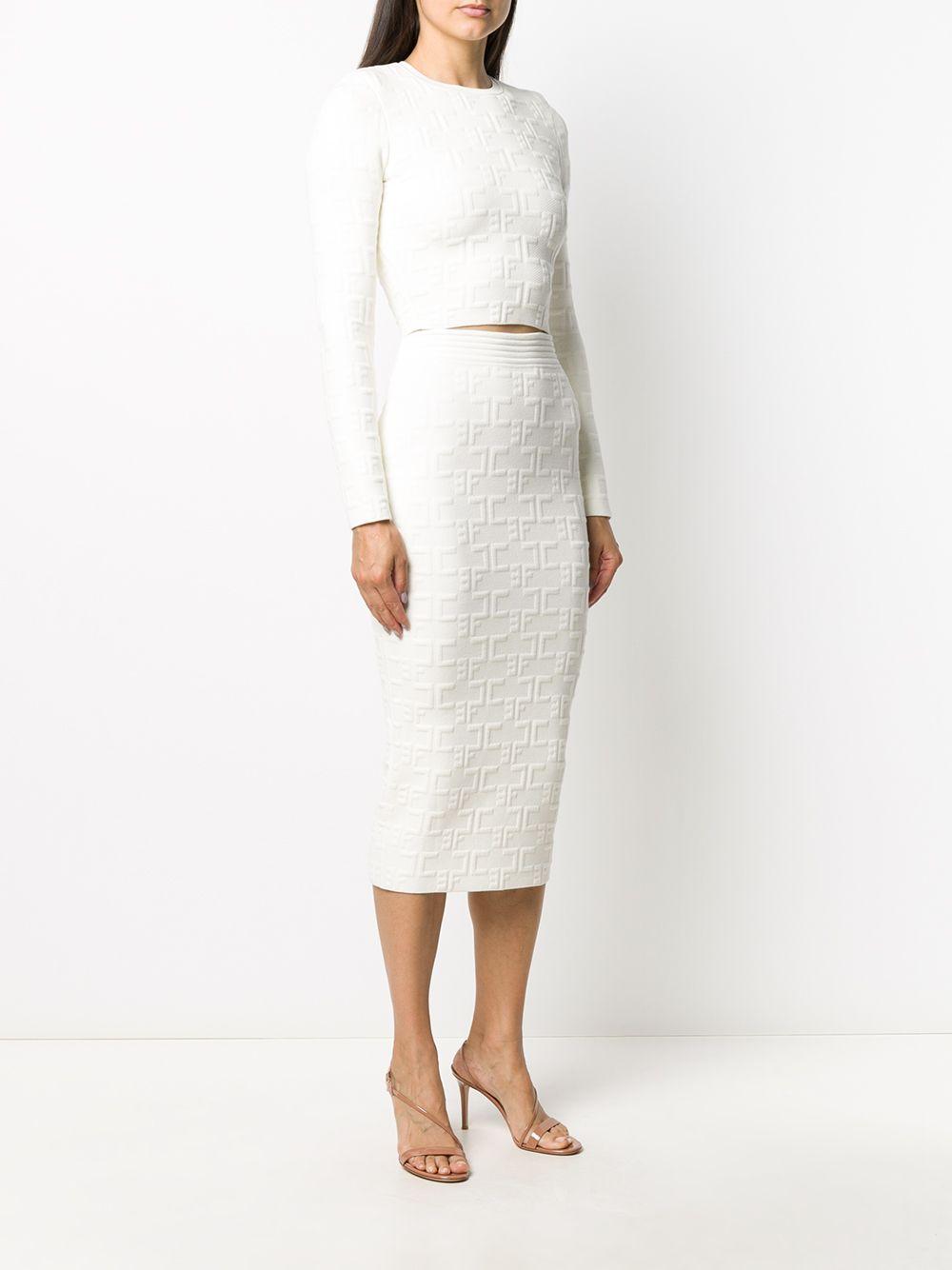 Elisabetta Franchi Logo Knit Skirt Suit in White - Lyst