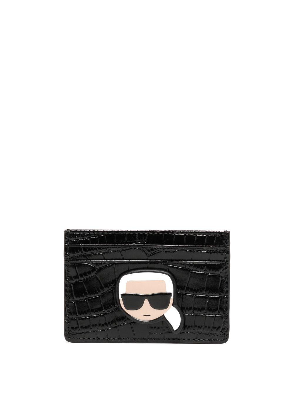 Karl Lagerfeld Crocodile-effect Leather Wallet in Black | Lyst