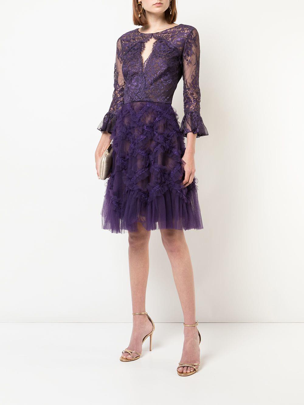 marchesa notte purple lace dress