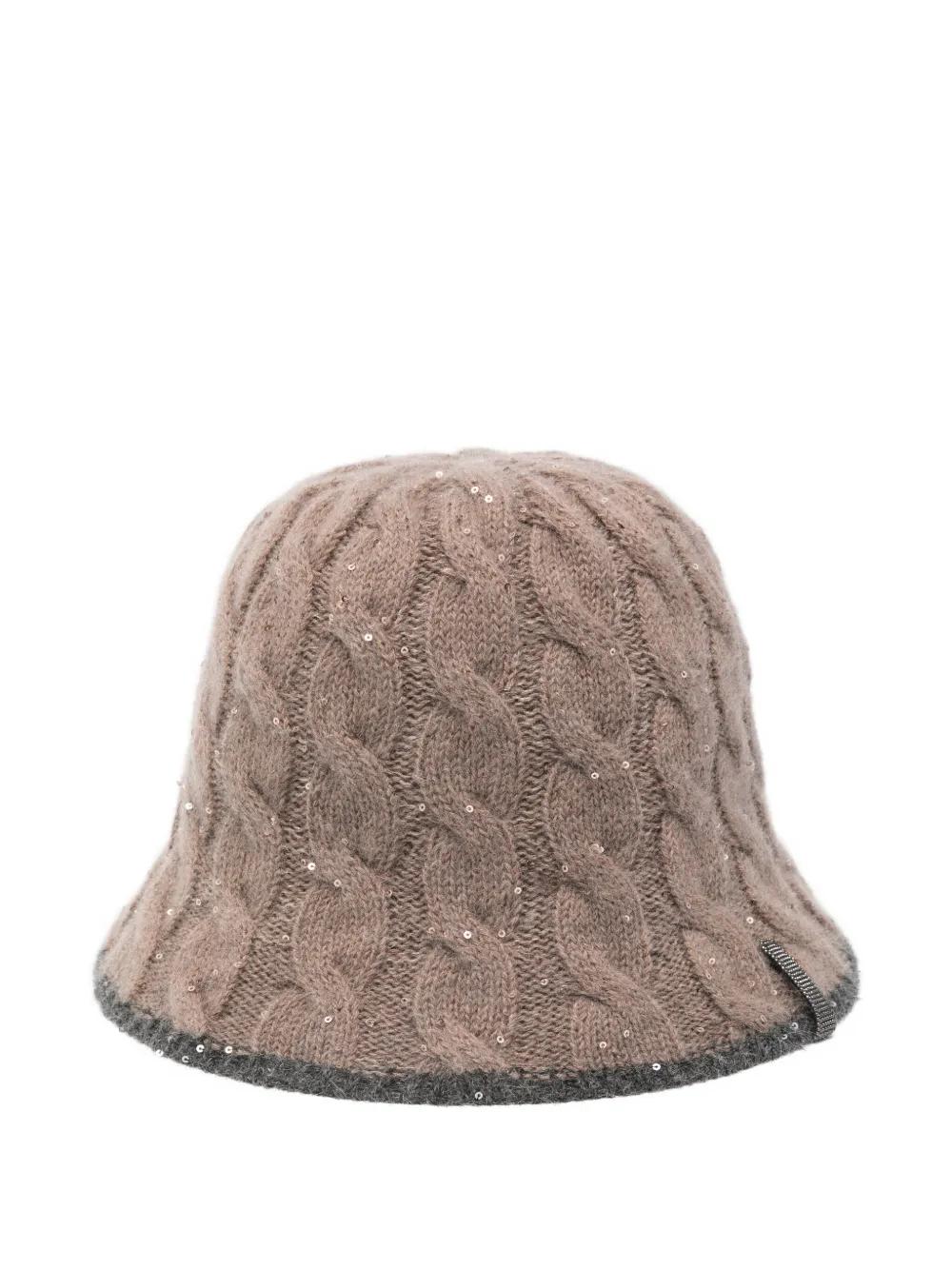 ハット BRUNELLO CUCINELLI COTTON BUCKET HAT BRUNELLO CUCINELLI Embellished linen and wool-blend bucket