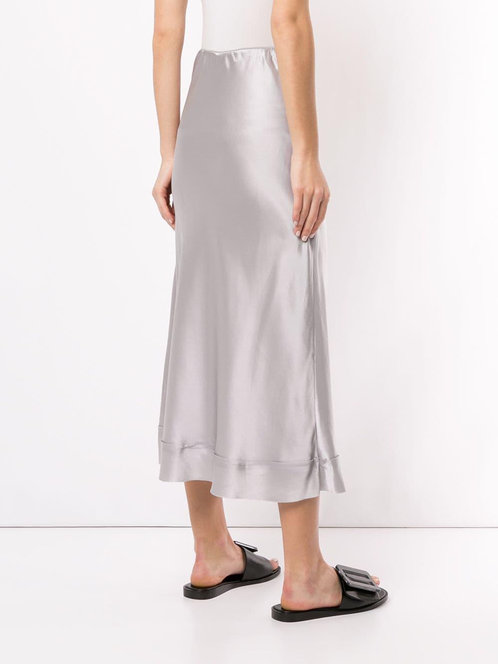 silver silk skirt