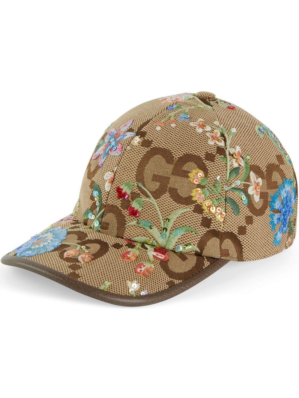 Maakte zich klaar Sinis deken Gucci Jumbo GG Floral-embroidered Cap in Natural for Men | Lyst