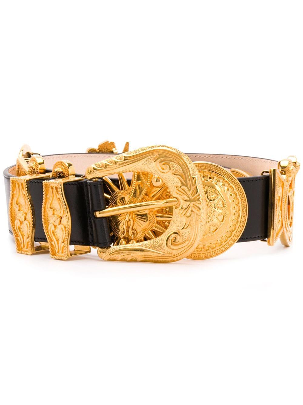 Versace Leather Medusa Western Belt in 