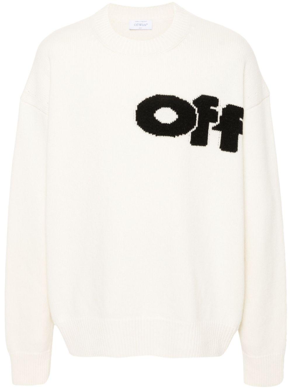 Off-White c/o Virgil Abloh Off- Crew Neck Sweater With Logo in