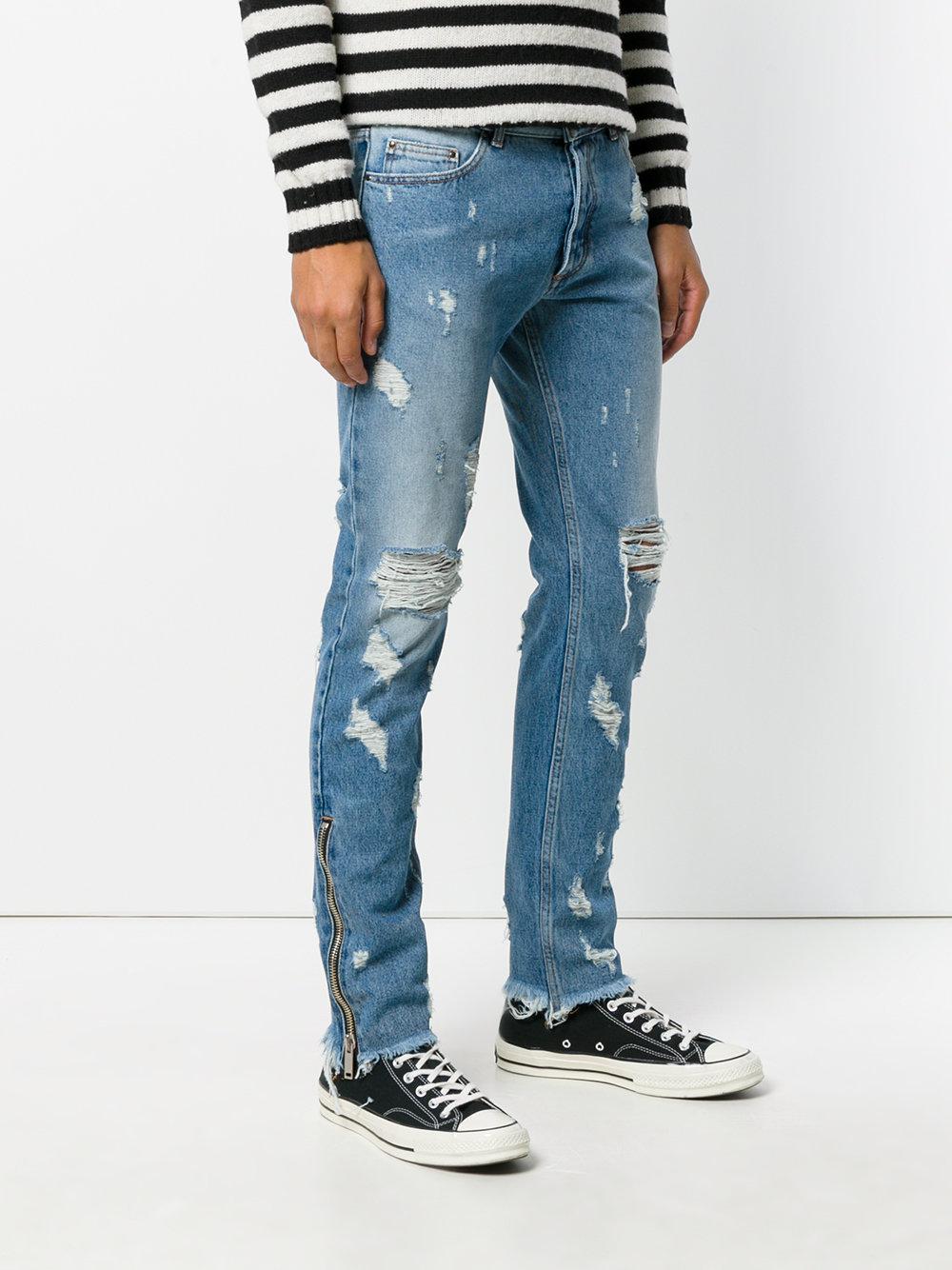 Palm Angels Denim Jeans Effetto Consumato in Blue for Men - Lyst