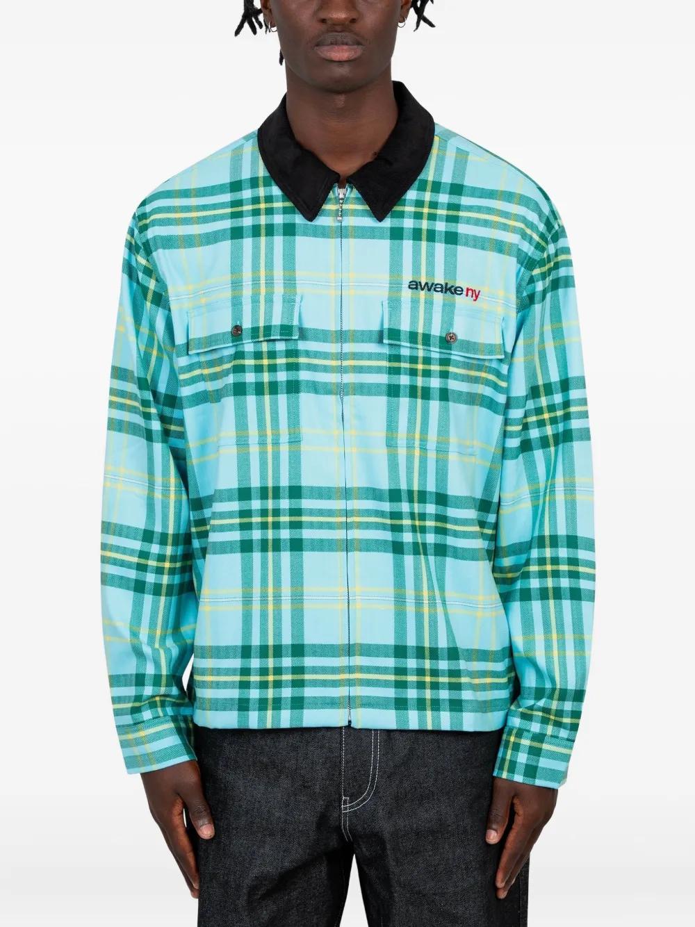 トップス 23AW  X AWAKE NY BUTTON DOWN SHIRT Air Jordan x Awake NY Flannel Shirt (Blackened Blue, Boarder