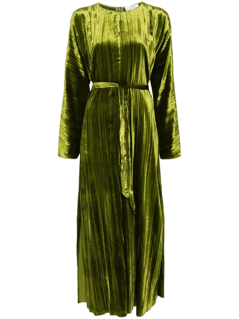 forte_forte Pliss-Effect Velvet Dress in Green | Lyst forte_forte Pliss-Effect Velvet Dress in Green | Lyst