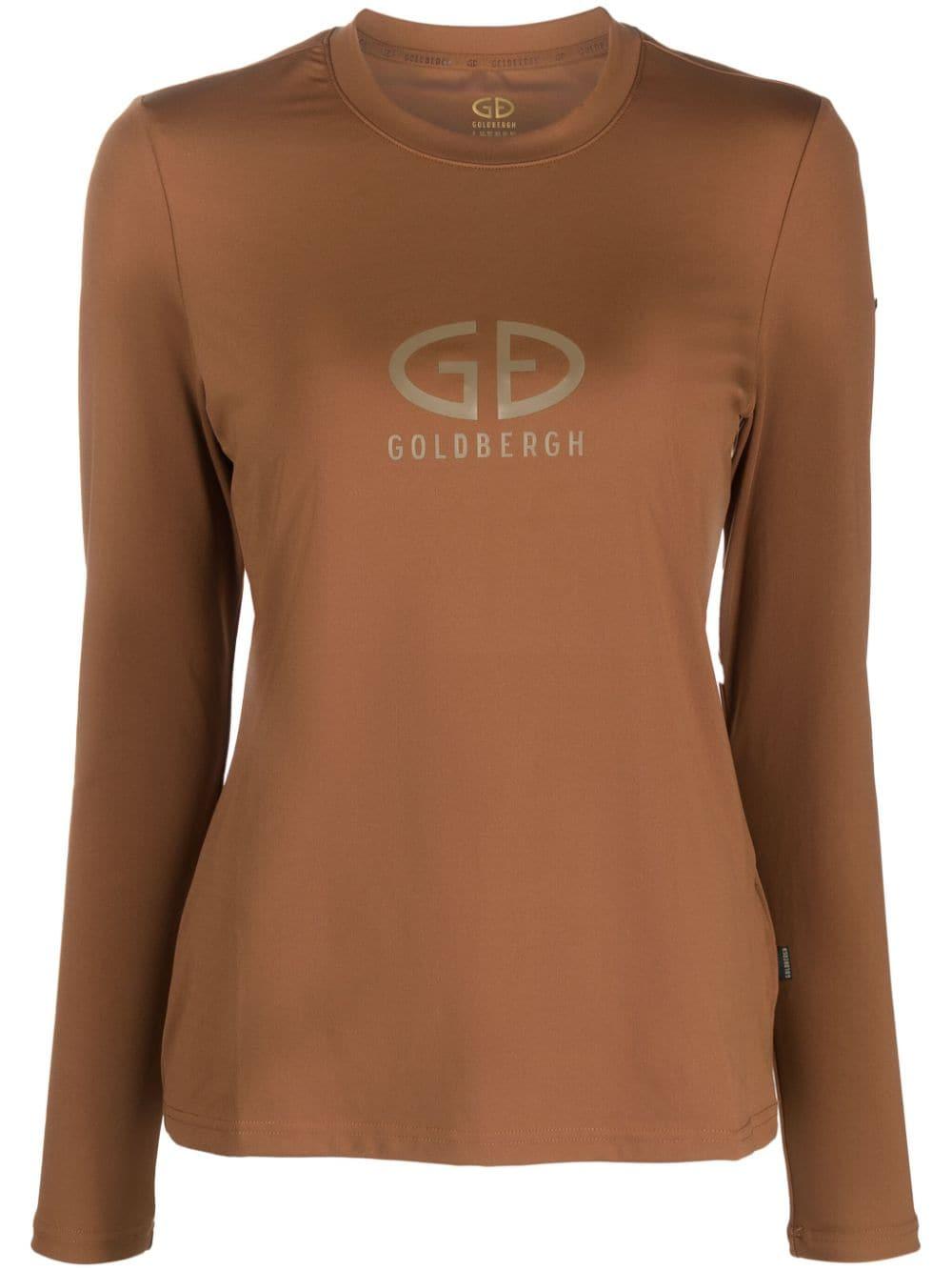 Goldbergh Logo-print Cotton T-shirt in Brown | Lyst