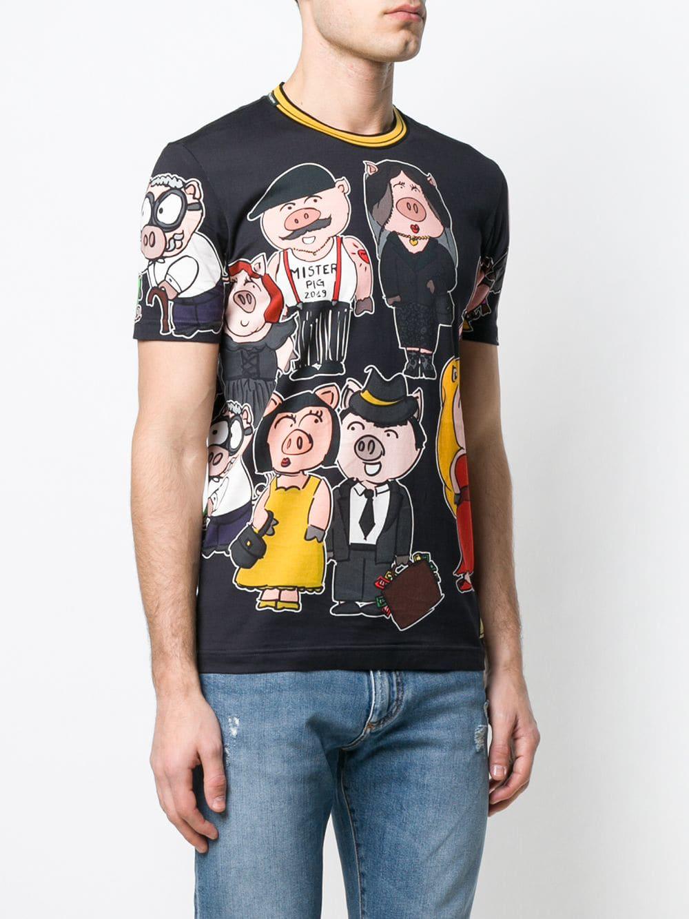 Dolce & Gabbana Cotton Family Pig T-shirt in Black for Men | Lyst