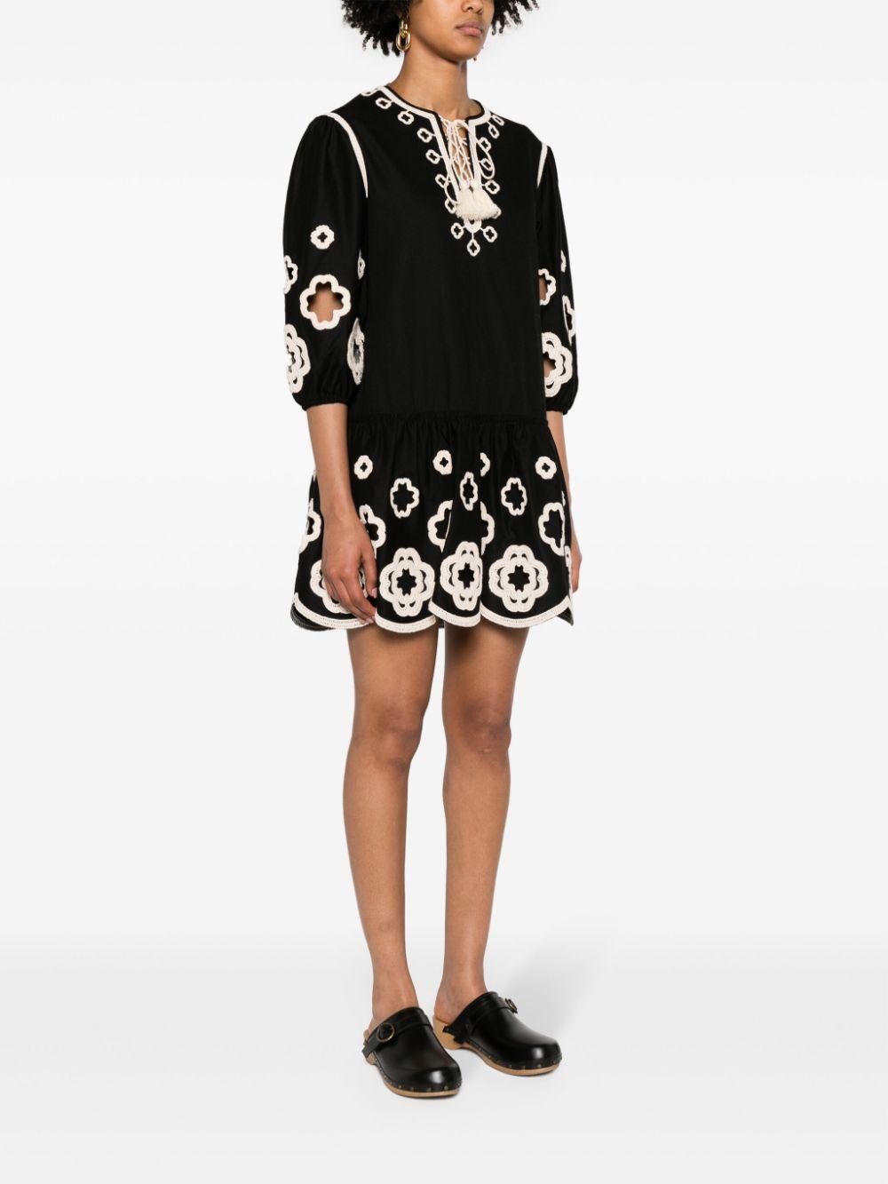 Maje Clover-Embroidered Peplum Minidress in Black | Lyst Maje Clover-Embroidered Peplum Minidress in Black | Lyst