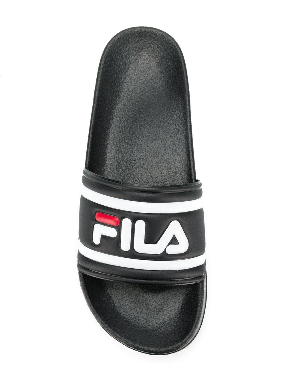 Fila Cotton Logo Slides in Black for Men - Lyst