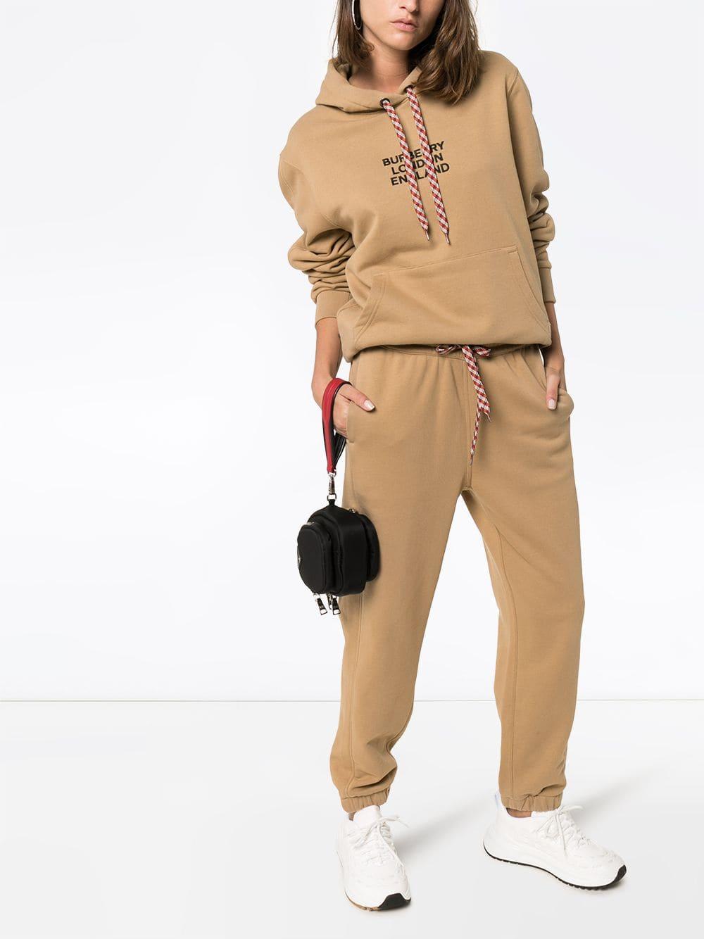 Burberry Embroidered Logo Oversized Hoodie in Brown | Lyst