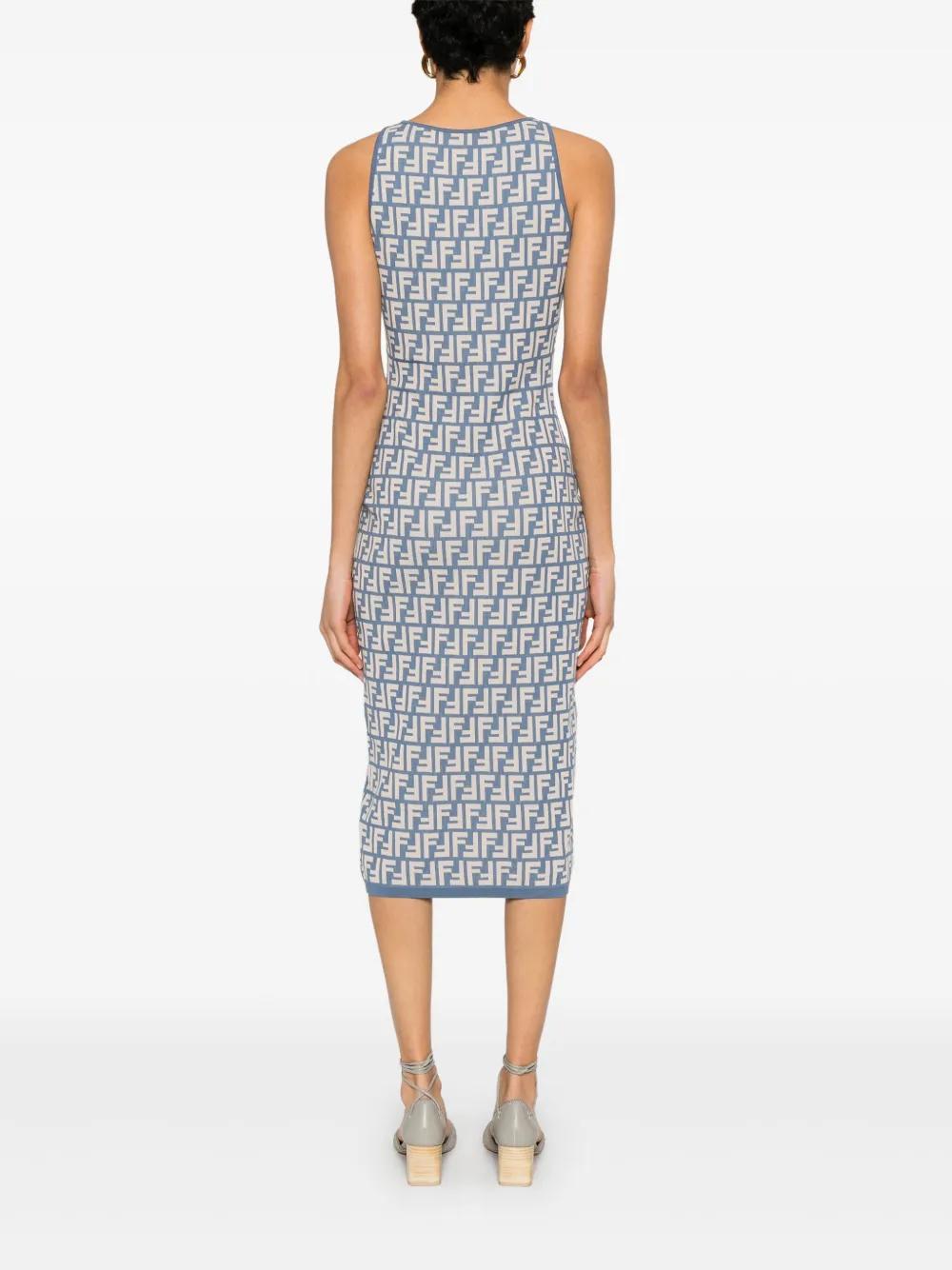 Fendi Ff Cotton Sleeveless Longuette Dress in Blue | Lyst Fendi Ff Cotton Sleeveless Longuette Dress in Blue | Lyst