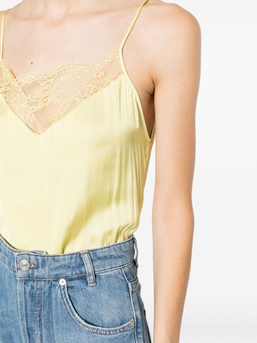 Maje Lace-trimmed Camisole Top in Yellow | Lyst