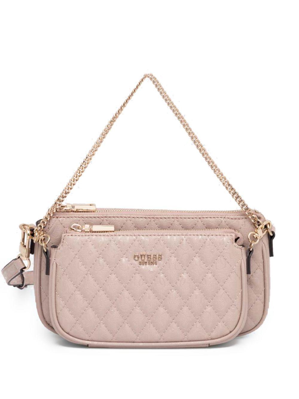 【GUESS】Yarmilla Double Pouch Crossbody GUESS Yarmilla Double Pouch Crossbody, Black: Handbags