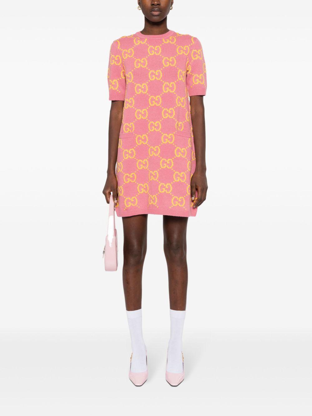Gucci Jacquard Knit Mini-Dress in Pink | Lyst
