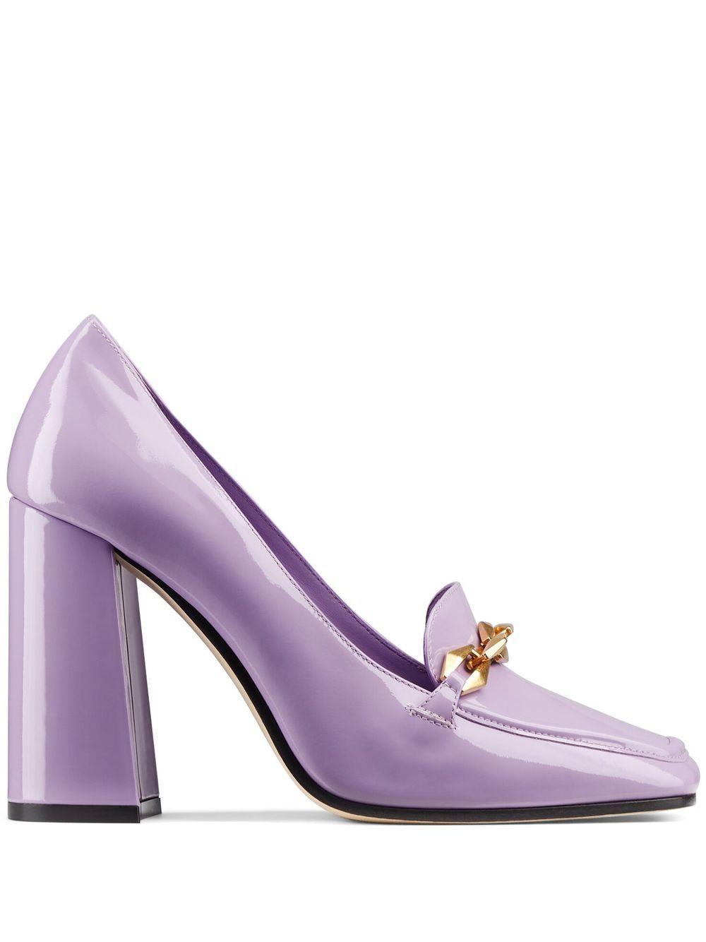 Jimmy Choo Diamond Tilda 100mm Patent Leather Loafers in Purple | Lyst