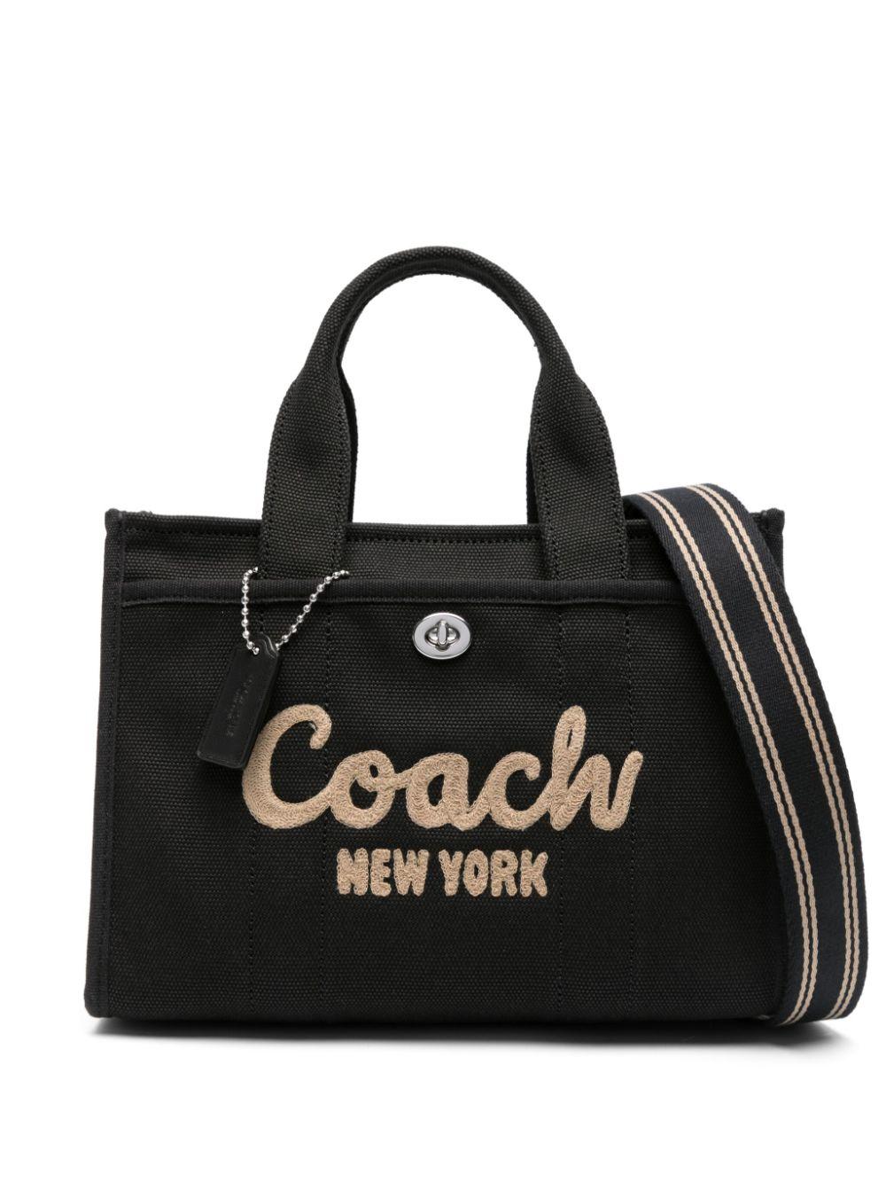 COACH レディース ブラック ロゴ トートバッグ トップハンドルバッグ