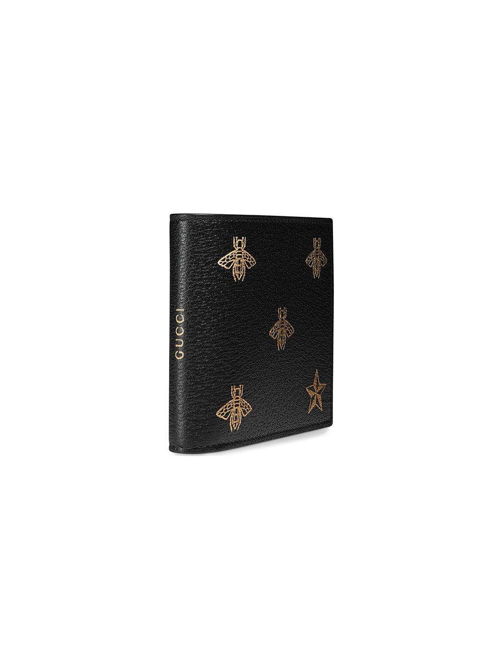 Gucci Bee Star Leather Coin Wallet in Black Men | Lyst
