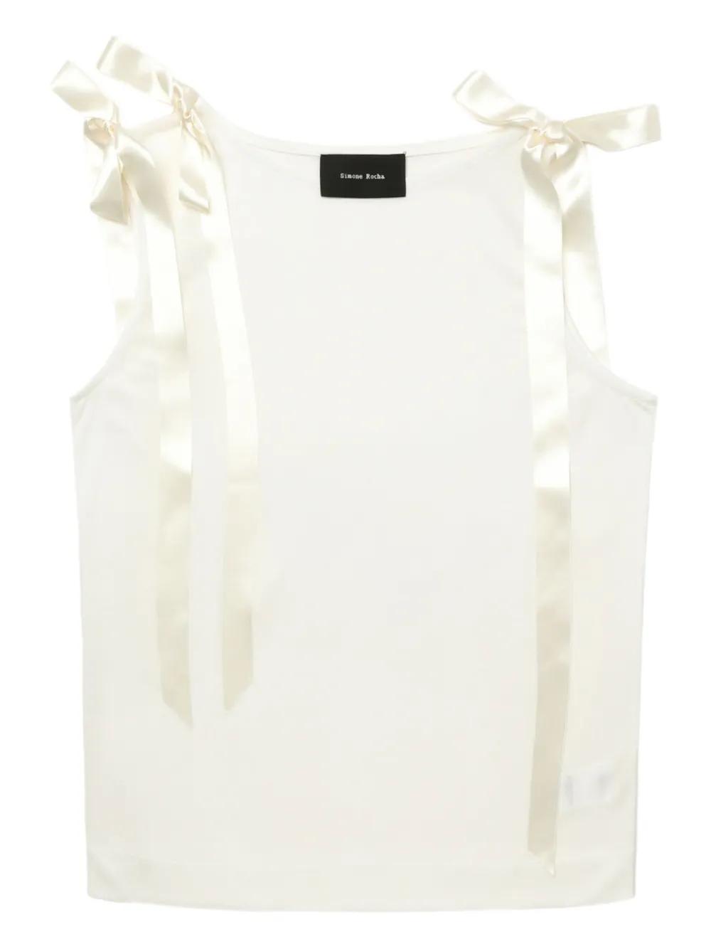 トップス simone rocha - short tops Off-White Bow Tail Easy T-Shirt by Simone Rocha on Sale