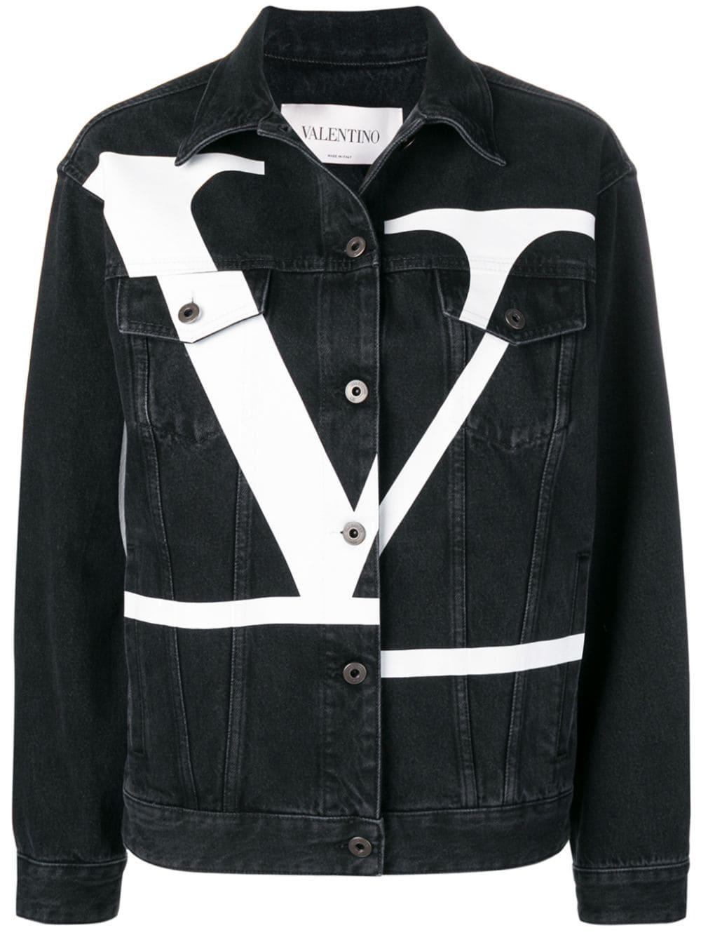 Valentino Deconstructed Vlogo Denim Jacket in Black | Lyst