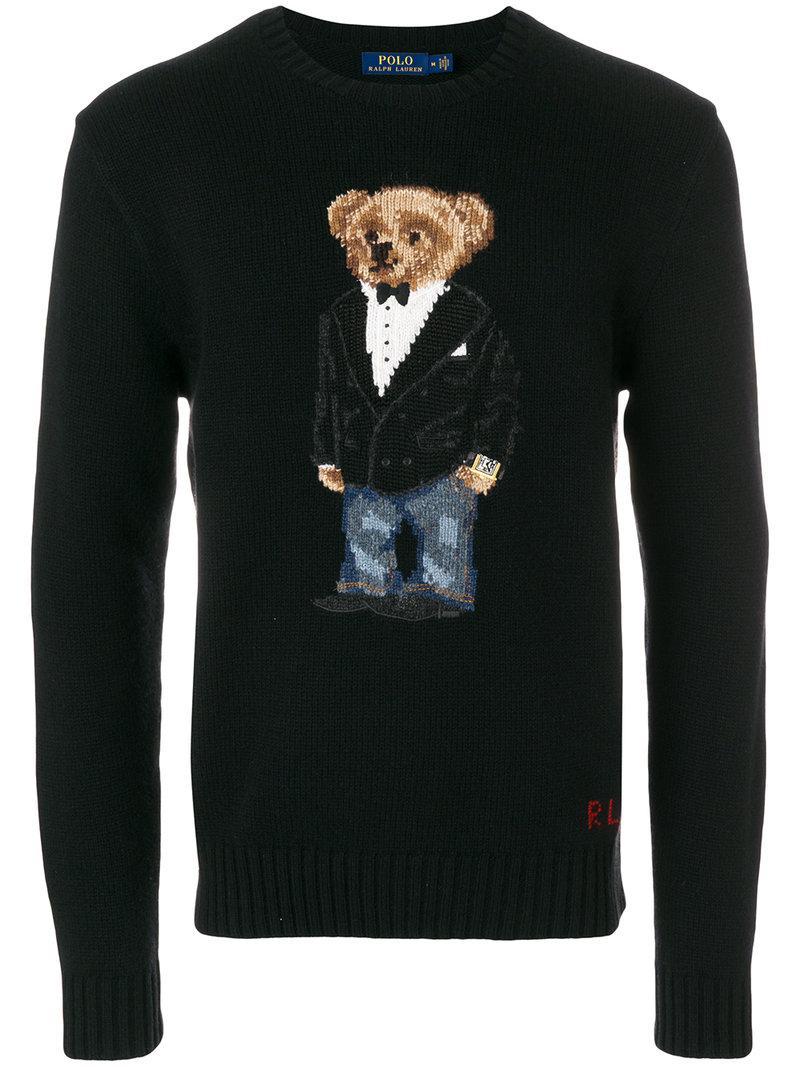 Polo Ralph Lauren Wool Teddy Bear Jumper in Black for Men - Lyst