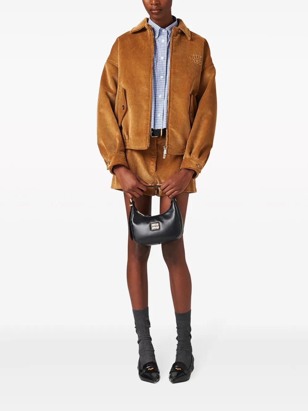 ブルゾン Miu Miu Oversized Padded Bomber Jacket In Corduroy Miu Miu Logo Embroidered Corduroy Bomber Jacket - Bergdorf