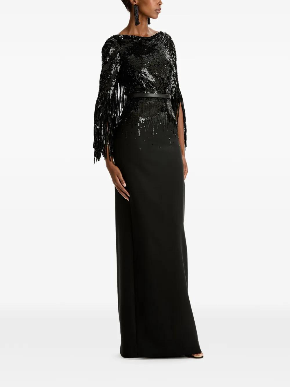 black boat neck midi dress OSCAR DE LA RENTA Dress and Bolero Jacket