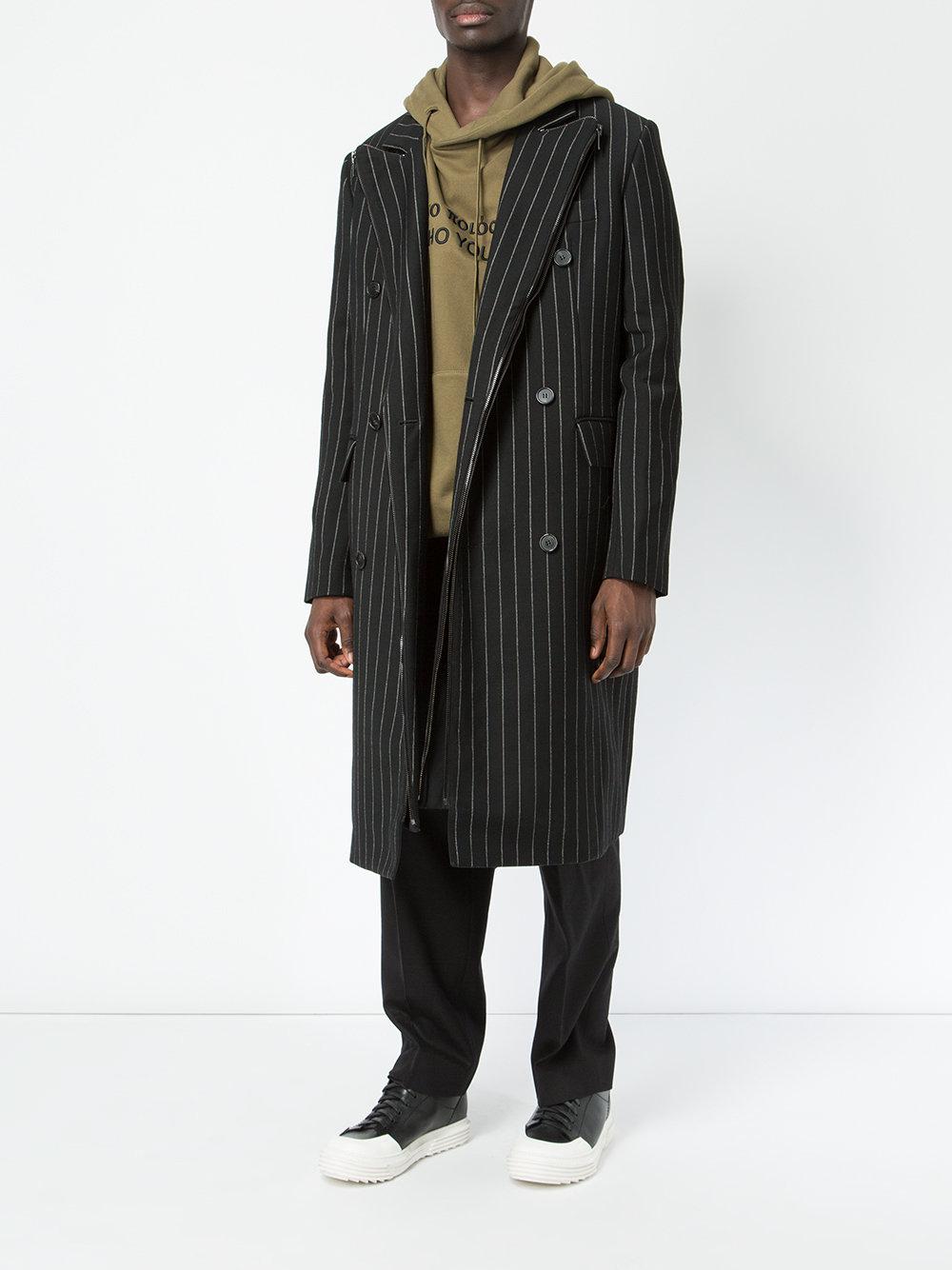 Juun.J Wool Pinstripe Coat in Black for Men - Lyst