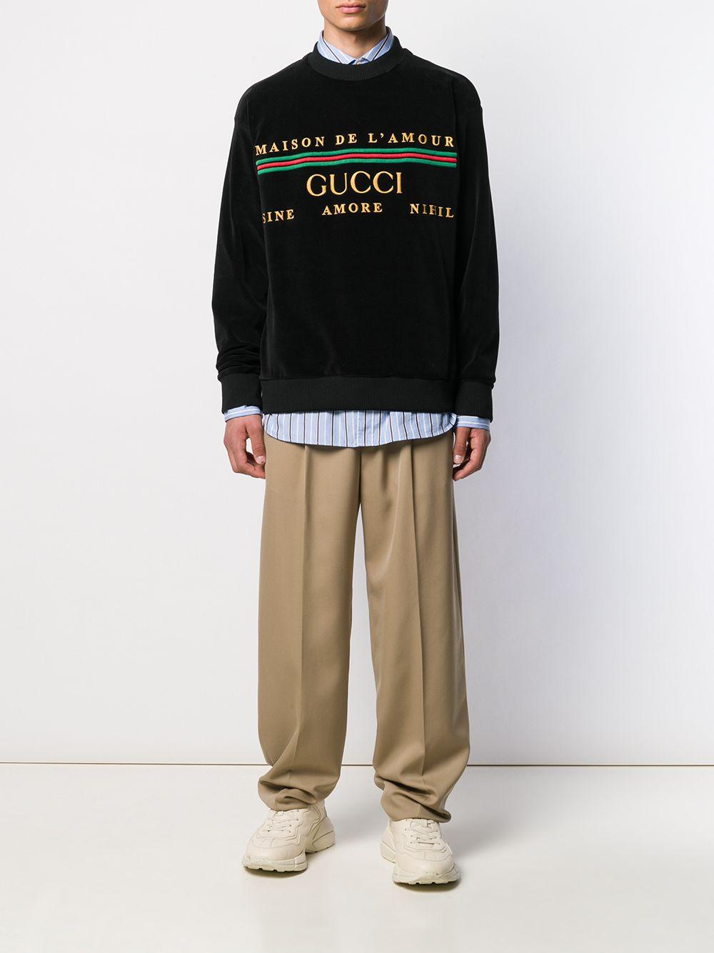 Gucci Maison De L'amour Velvet Sweatshirt in Black for Men | Lyst