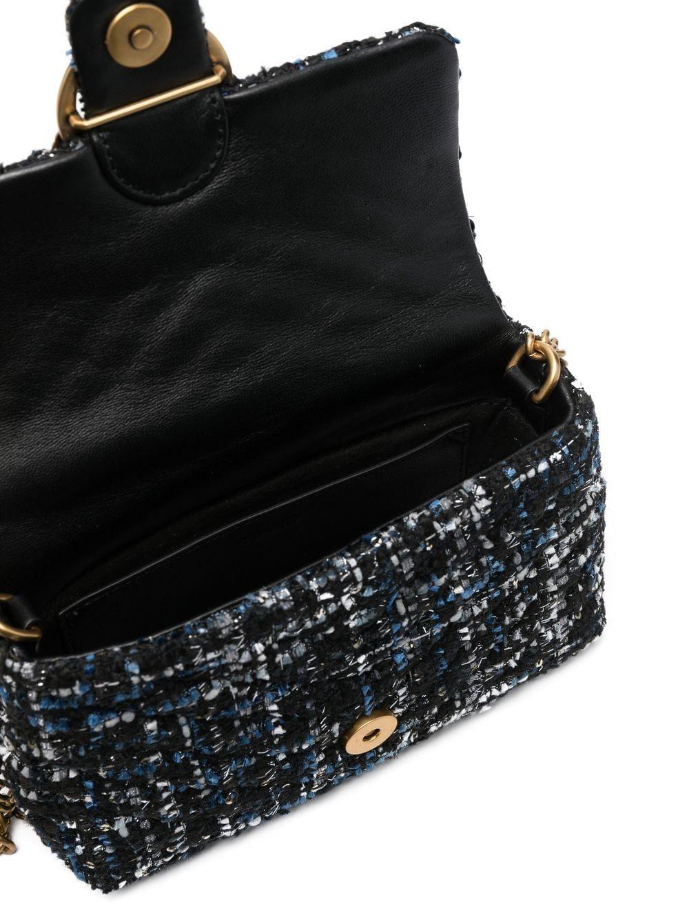 Pinko Tweed Chain-strap Shoulder Bag in Black Lyst