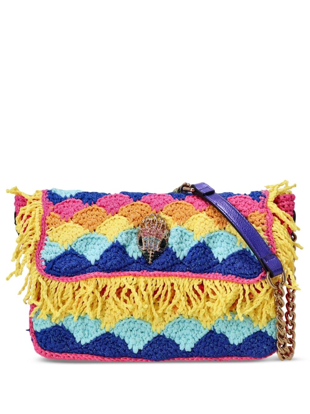 Kurt Geiger Crochet Kensington Print Shoulder Bag in Blue | Lyst
