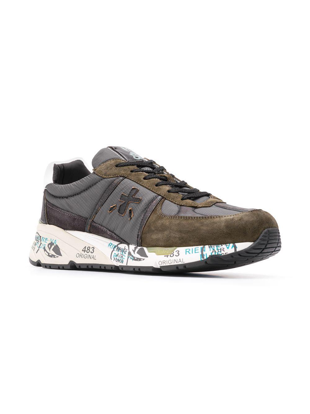 Premiata Mens Mase3555 Green Suede Sneakers