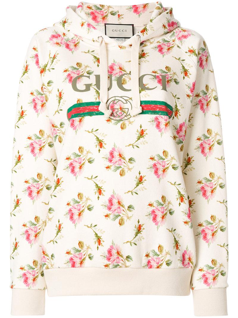 Aanhankelijk Civiel Minst Gucci Floral Logo Hooded Sweatshirt | Lyst