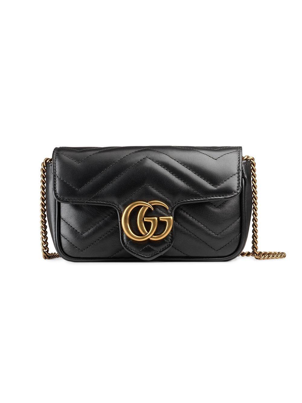 Gucci GG Marmont Matelassé Leather Super Mini Bag in Black