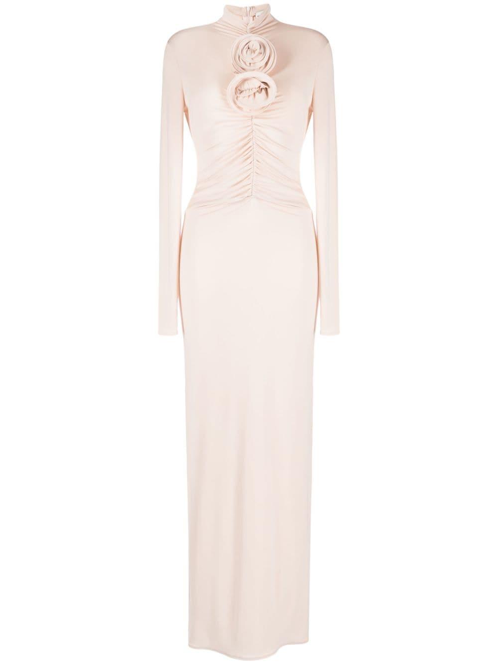 magda butrym long sleeve dress Magda Butrym Flower-detailing Long-sleeve Dress in White