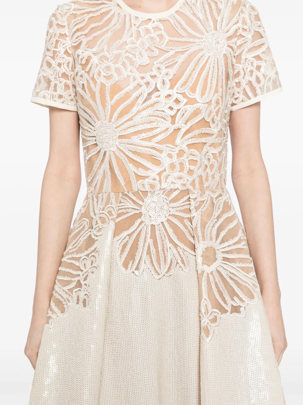 slim fit dress slacks ELIE SAAB Spring Summer 2025 EMBROIDERY LACE DRESS in Black