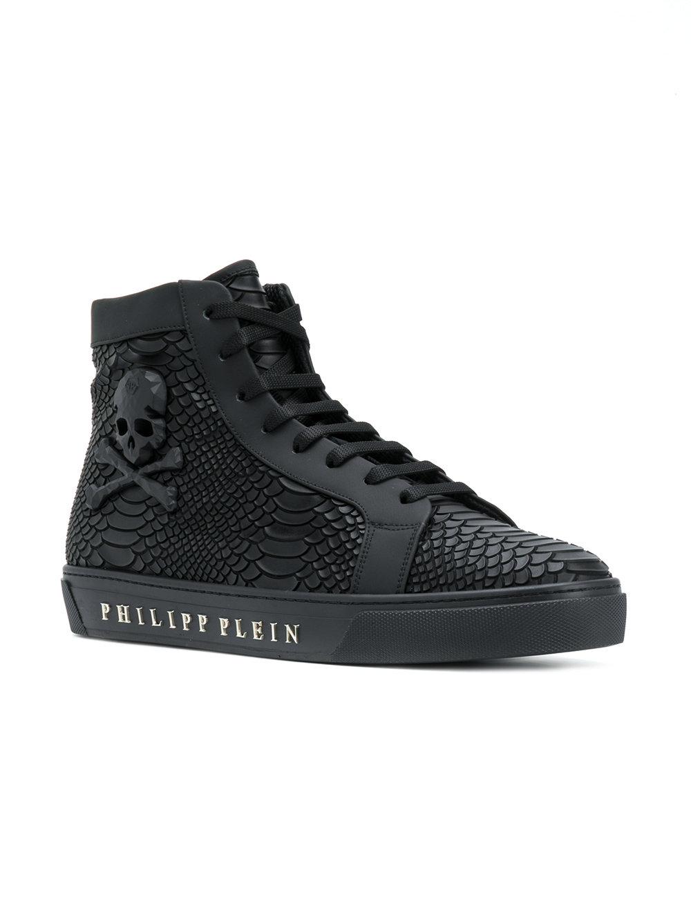 Philipp Plein Snake Effect High Top Sneakers in Black for Men | Lyst