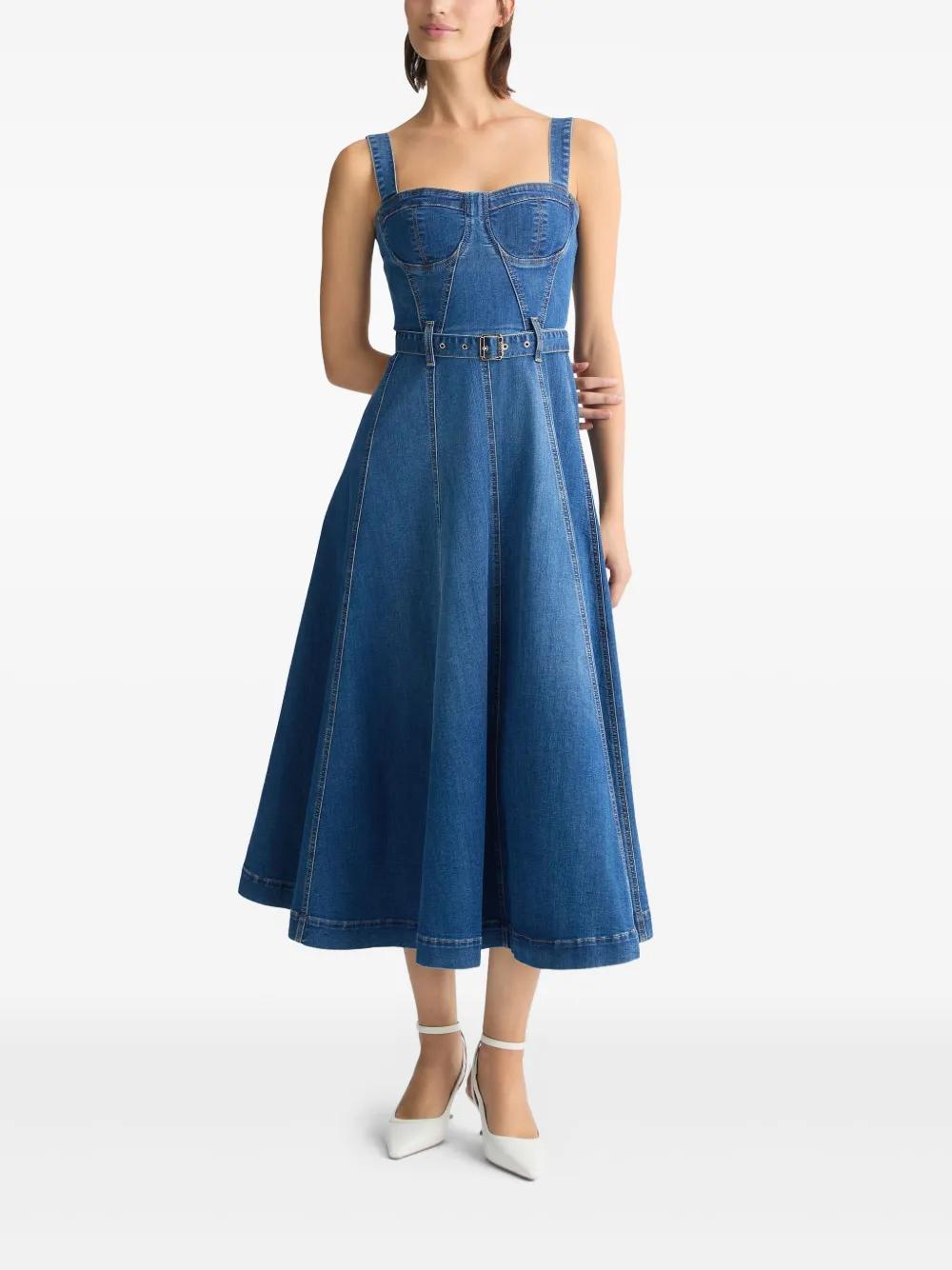 blue lace bodycon dress  Cierra Denim Sunfire Smocked Bodice Tiered Midi Dress
