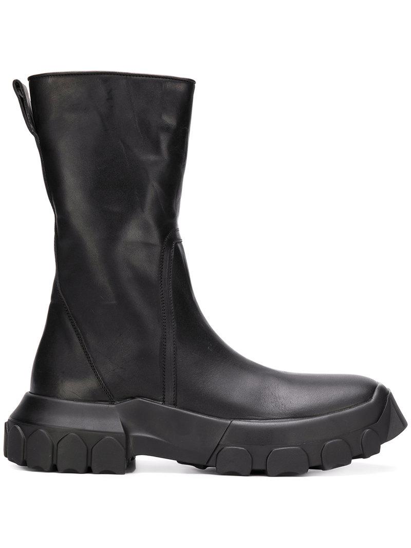 Rick Owens Tractor Zipped Boots in Black for Men | Lyst