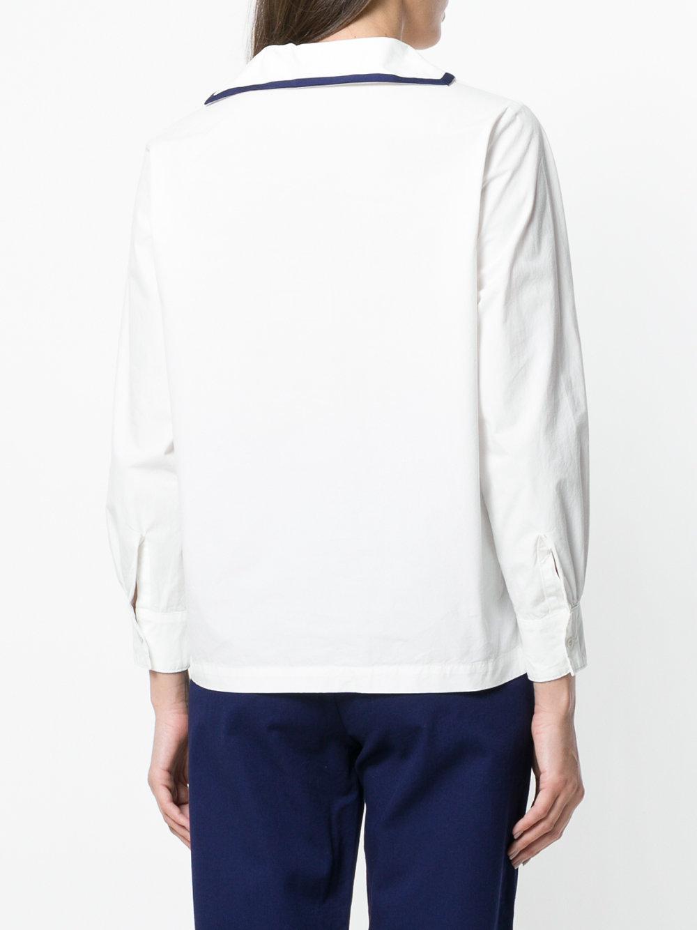 Bellerose Cotton Sailor Collared Shirt in White Lyst