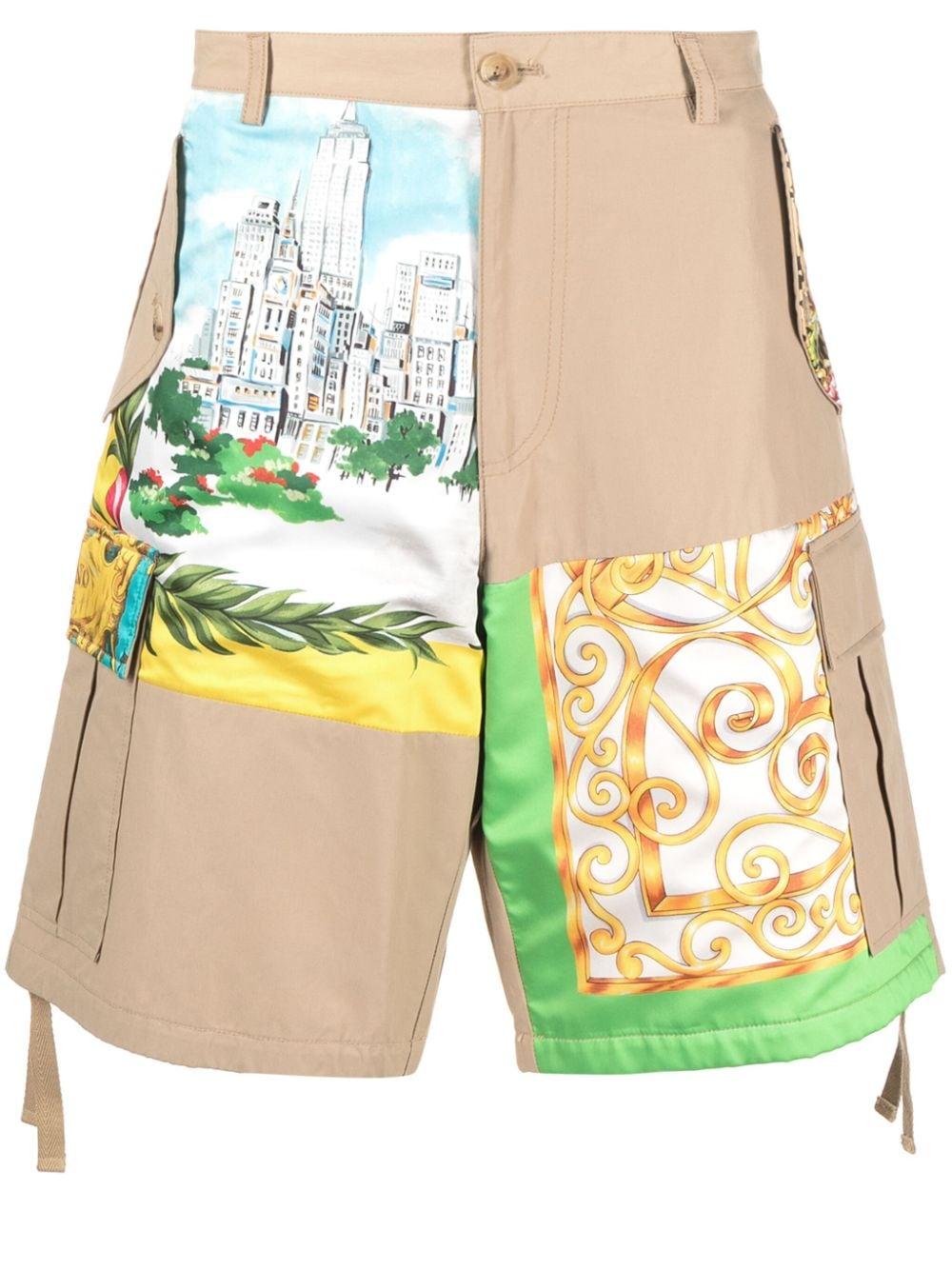 Moschino mix-print panelled overshirt - Neutrals