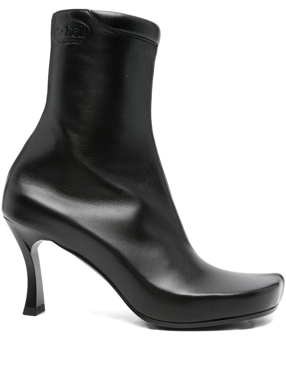 ショートブーツ・ブーティ Balenciaga Leather Ankle Boots Black 804517WBCW0 Balenciaga Knife Leather Ankle Boots Square Toe Women Black