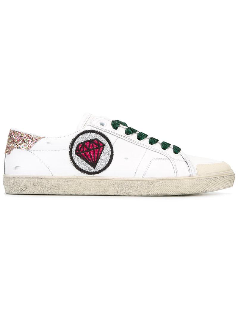 Saint Laurent Signature Court Classic Sl 37 Diamond Patch Sneakers in White Lyst Australia