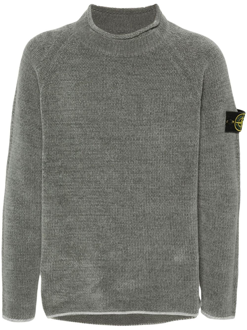 Stone Island メンズ グレー コンパスバッジ プルオーバー セーター 