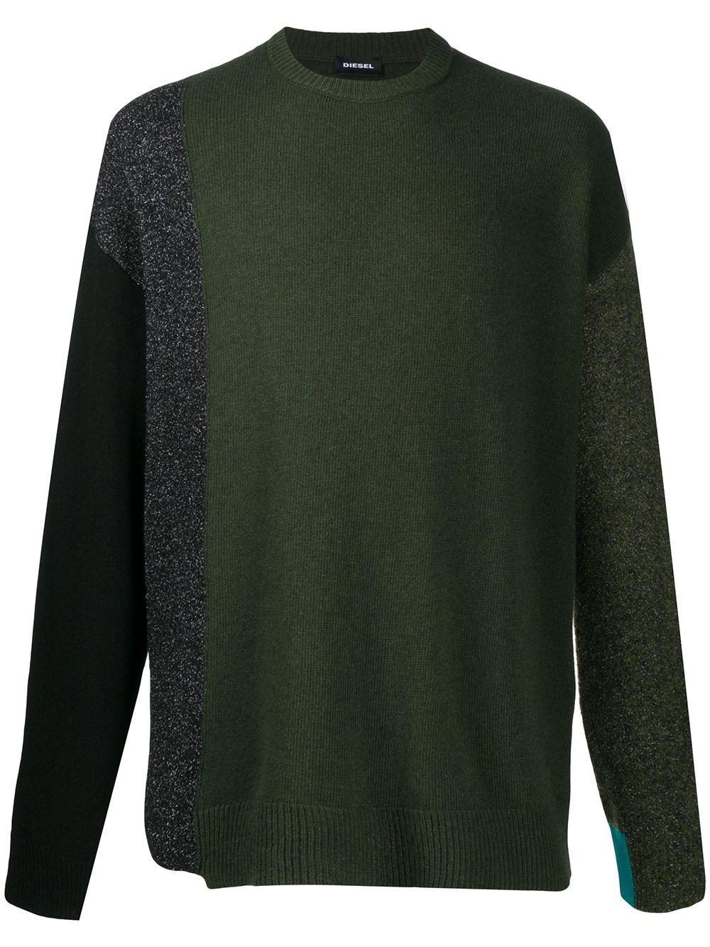 DIESEL Wool Colour-block Sweater in Green for Men - Lyst